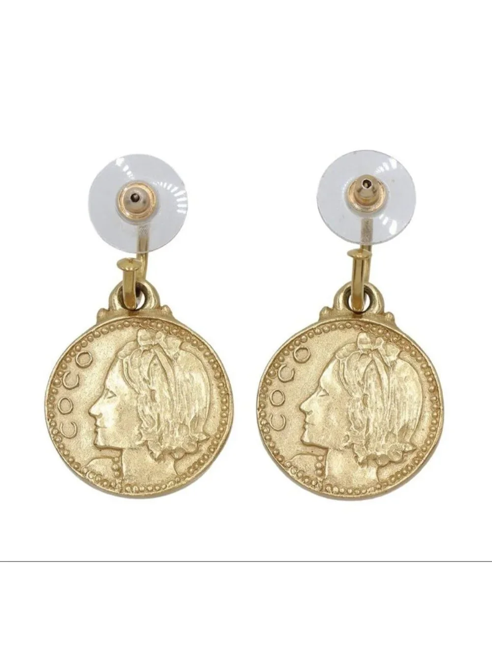 Chanel Mademoiselle Medal Motif Swing Earrings